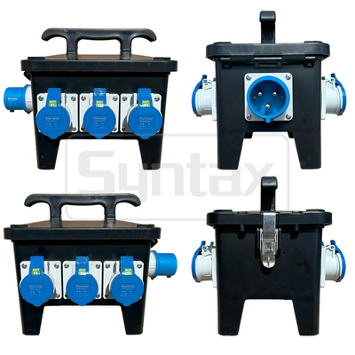 Syntax MP12 Single Phase 32AMP Portable Distribution Box With 16 AMP Socket Outlet IP44 Waterproof
