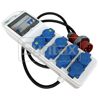 Syntax CT3 16AMP Three Phase Socket Power Splitter Lead IP44 Waterproof With 8 Schuko Sockets 490*142*95mm