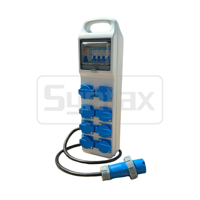Sintassi CT3 16A Splitter di potenza elettrica IP44 Scatola di distribuzione con 8 prese Schuko 490*142*95mm