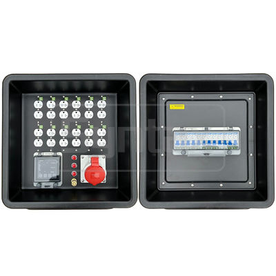 Syntax MD1 Three Phase 4P 32AMP HDPE Portable Distribution Box IP67 con 12 numeri UL elencati Nema Dual Sockets 430x380x460mm