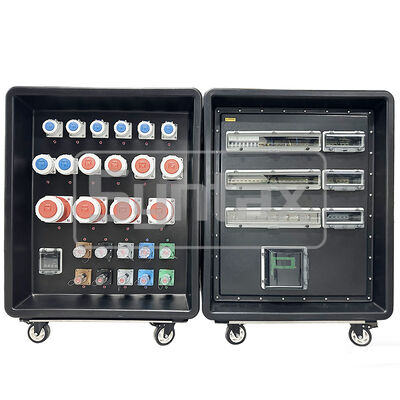 Syntax MD5 IP67 Impermeabile 500A Trifase Scatola di Distribuzione Elettrica Portatile in HDPE su Ruote con Powerlocks 500A per Eventi Sportivi FIFA in Qatar